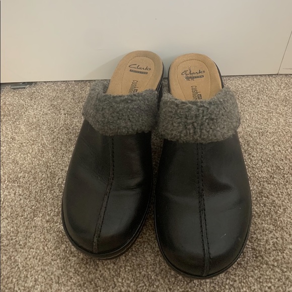 Clarks Soft Cushion Mule Loafers Sherpa Lined Clogs - Picture 3 of 6